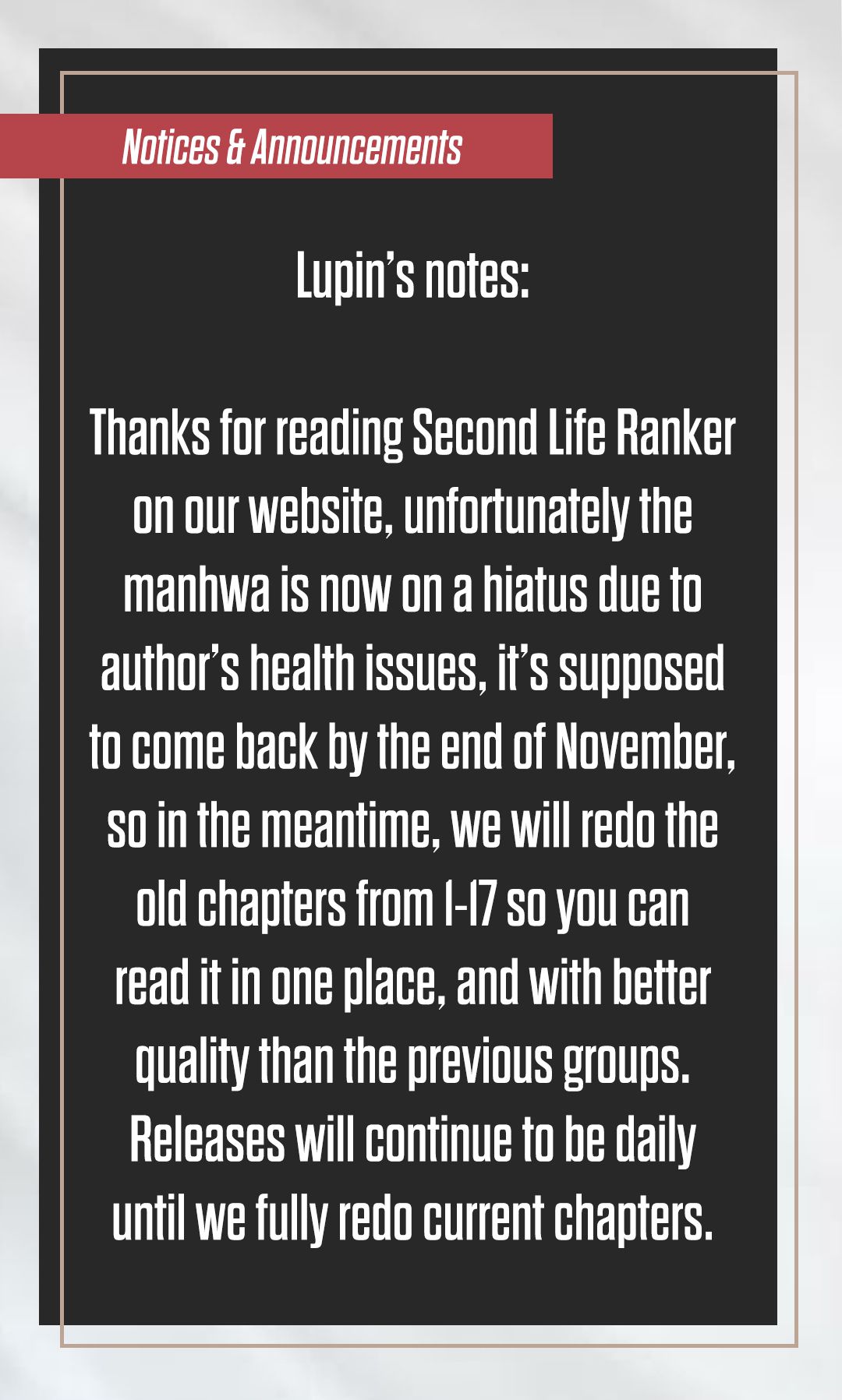Read Ranker Who Lives A Second Time EN Manga Online