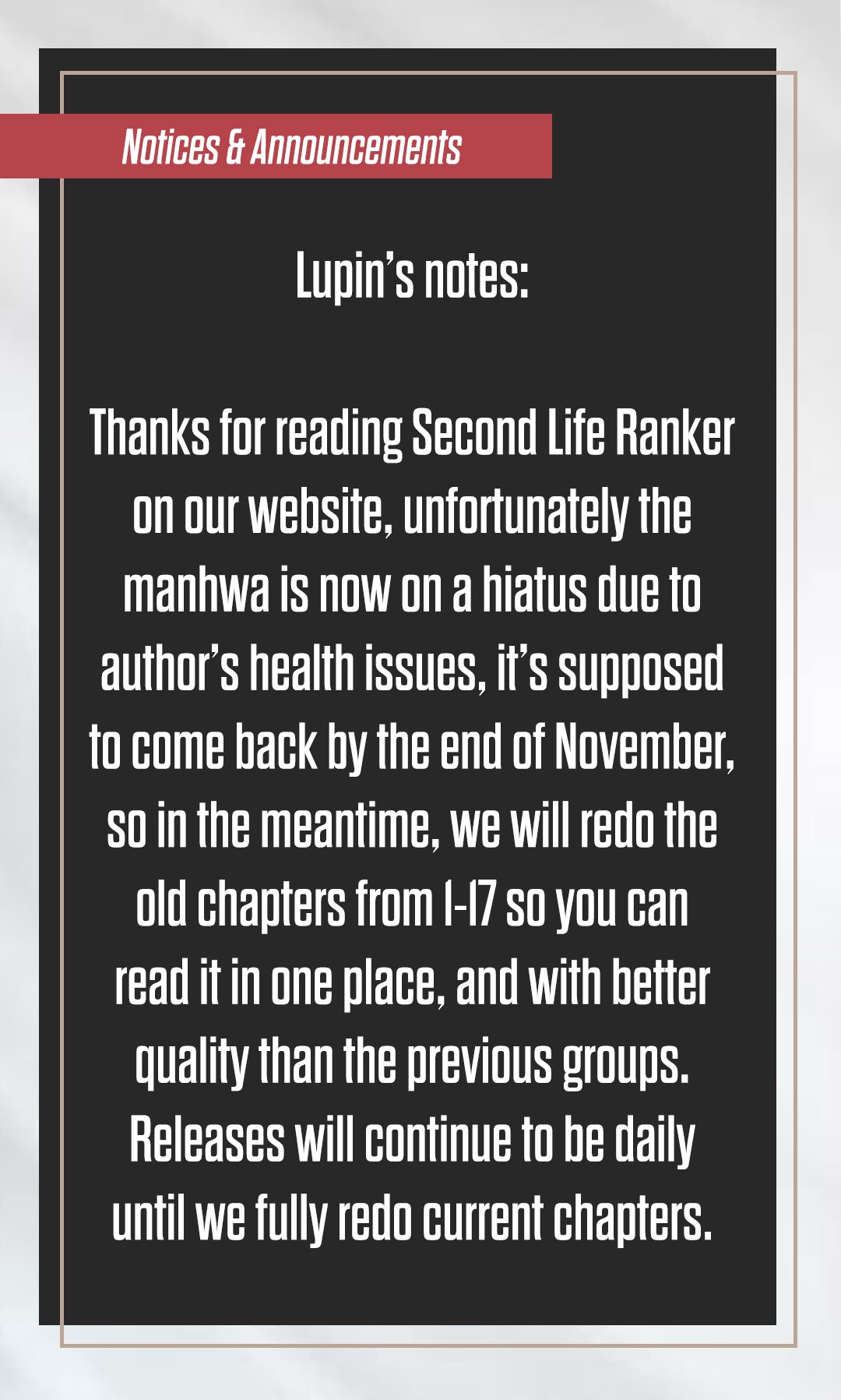 Read Ranker Who Lives A Second Time EN Manga Online